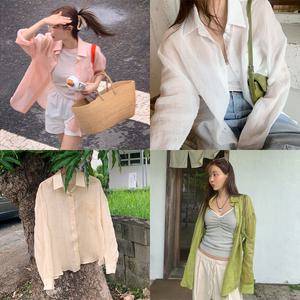 [모코블링] 린넨 루즈핏 셔츠 #린넨셔츠 #살안타템 #여름셔츠 #시스루셔츠 #긴팔셔츠 #장마철룩 #휴양지룩