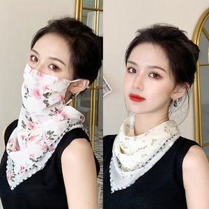 쉬폰 플라워 자외선 차단 스카프 마스크