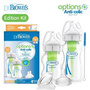 [닥터브라운] 와이드넥 옵션스플러스 PP젖병 어디션키트(젖병150ml+젖병270ml+2단계젖꼭지(2개입))