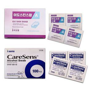 케어센스 이도스킨스왑 알콜솜 100매 3통 알콜스왑 주사 소독솜 아이센스 피부