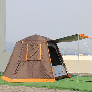 [디작소]캠핑 용품 원터치 육각텐트 (5인용) (커피)