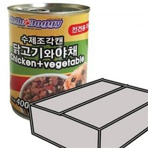 [OFK4P316]D17 수제조각 애견 캔 400g 닭고기와야채 x24개