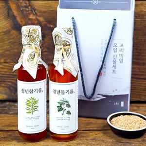 저온압착 청년참기름 180ml+청년들기름 180ml 명절선물세트