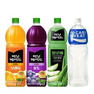 미닛메이드 1.5L 오렌지+포도+알로에+포카리스웨트 총 4패트 과일주