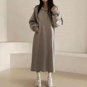 [HYIJUSH2_4B]베이직 카라 여성 롱원피스 기모안감 겨울