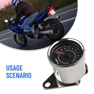 오토바이 타코미터 범용, 모든 오토바이에 적용 가능, LED 백라이트, 6.5cm 직경 DC 12V 스테인리스 스틸