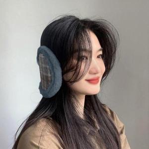 데일리 체크패턴 겨울귀덮개 털귀마 방한 보온 귀마개
