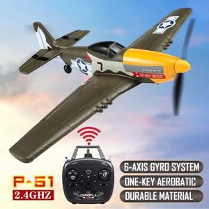 원키 곡예 비행 RTF 글라이더 장난감 선물, P51 머스탱 2.4G 4CH 6 축 RC 400mm 윙스팬 전투기