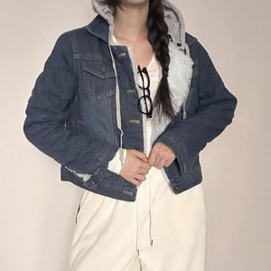 [오노마] ONM 데일리 여성 털안감 후드 청자켓 데이트 코디 점퍼