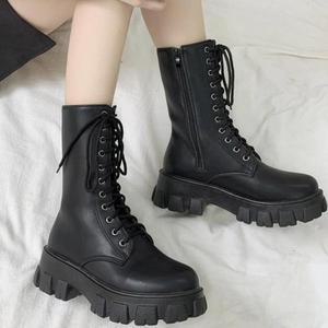 여성 미들워커 어글리 아웃솔 LU65 키높이 레이스업워커