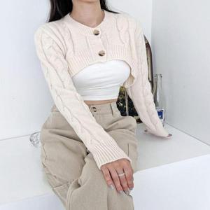 여성 클래식 크롭 니트가디건 데일리 볼레로 4컬러