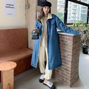 [오노마] ONM 여성 외출 데일리 겨울 패션 보온 양털 안감 롱 데님