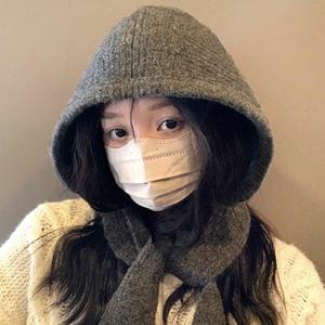 여자 니트 바라클라바 후드모자 넥 겨울 목도리