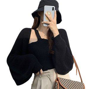 루즈핏 니트 볼레로 가디건 여성 패션 크롭 겉옷 (WFFRC5H)