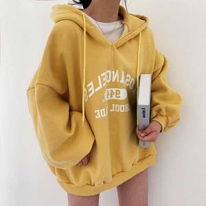 프린팅 반집업 여성 후드티 레터링 캐주얼