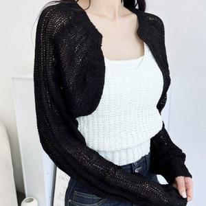 [오노마] ONM 긴팔 니트 숏 봄 볼레로 러블리 레이어드 가디건 기본