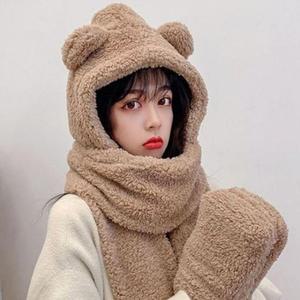 여자 겨울 러블리 곰 바라클라바 롱 머플러