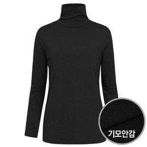 [신세계라이브쇼핑][샵앤] 여성 국산 베이직 데일리 기모 스판 무지 폴라 티셔츠 DAI-WSH-0353-블랙