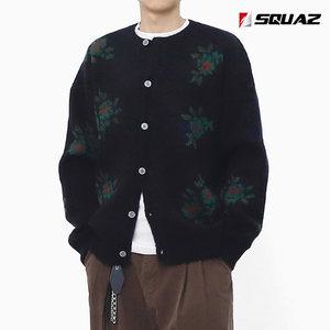 스콰즈 남녀공용 오버핏 플라워 가디건 라운드넥 니트 SCON004
