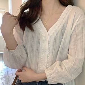 [오노마] ONM 소매밴딩 거즈면 블라우스 DO3362