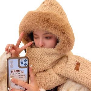 [BZJL4QXQ_4C]겨울 후드 목도리 털모자 데일리 여자 머플러