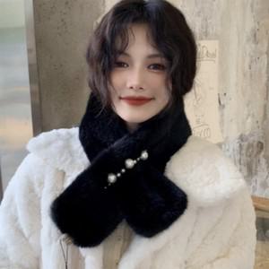 진주 쁘띠 한복 무스탕 한파 털목도리 미니머플러