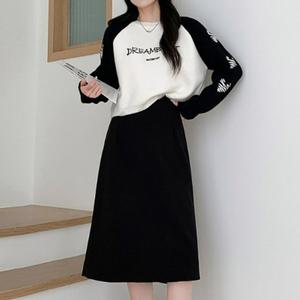 겨울 방한 트임 스타일 미디 A라인 하이웨스트 치마