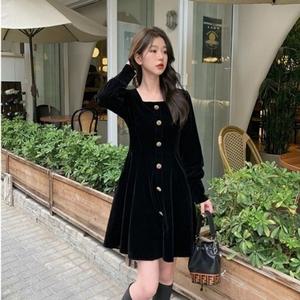 의류 원피스 여자원피스추천 메이비굿 벨벳 스퀘어넥