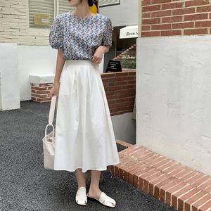여성 플레어 A라인 롱 하이웨스트 스커트