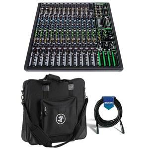 USB + 소프트웨어 번들이 포함된 맥키 ProFXv3 16채널 프로페셔널 이펙트 믹서 - ProFX16v3 믹서용 맥키 캐리백 번들, 20인치 헤비 듀티 7mm 고무 XLR 마이크 케이블