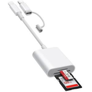 아이폰용 BnmxTek SD 카드 리더, 라이트닝 기능이 있는 SD 카드 어댑터 및 iPhone 5-14, USB-C iPhone 15, iPad, Mac 또는 MacBook용 USBC 듀얼 커넥터, SD MicroSD 트레일 카메라 뷰어, 플러그 앤 플레이 지원