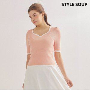 [SOUP]퍼프 슬리브 배색 립트니트 SZ5SKH2 _P338184851