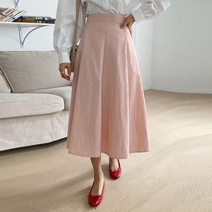 [유야]여성 나일론 뒷밴딩 A라인 플리츠 롱 스커트 -FSK0153- 봄 가을
