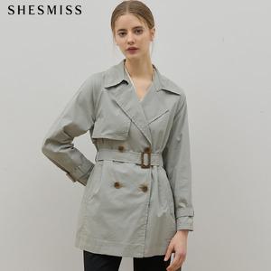 [쉬즈미스(SHESMISS)] 코튼 블렌드 베이직 하프 트렌치 코트
