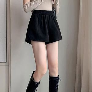 여자 가을 겨울 패션 하이웨스트 모직 A라인 반바지