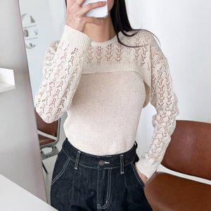 여자 볼레로 펀칭 나시 가디건 세트 DJW-SET-S2LPPT1047-오트밀