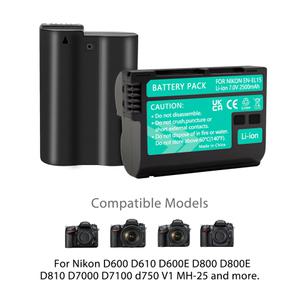 2개 세트 2500mAh EN-EL15 ENEL15 디코딩 카메라 배터리 호환 니콘 D600 D610 D800 D800E D810 D7000 D7100