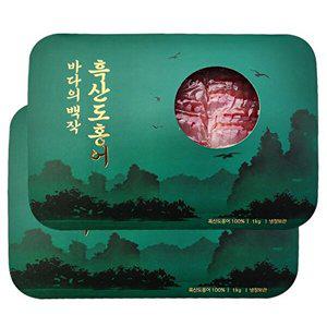 [T]백년수산 흑산도 홍어 1kg x 2팩 + [증정] 용기초장 4개+홍어뼈2개