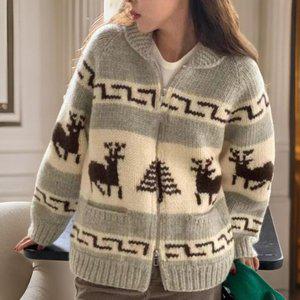 [옷자락]여성 니트 집업 캐주얼 패턴 도톰 가디건_P387996697