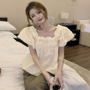 여성 레이스펀칭반팔 레이스 펀칭 반팔 블라우스 (3mTFt)