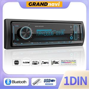 Grandnavi 1 Din MP3 자동차 라디오 오디오 스테레오 FM Aux 입력 수신기 SD TF USB 12V 대시 내 블루투스