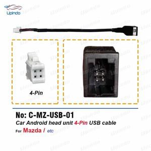 자동차 라디오 커넥터 4 핀 USB 케이블 배선 하네스 소켓 어댑터 Mazda 용 안드로이드 헤드 유닛 액세서리