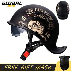 바이크 반모헬맷 레트로 복고풍 엔틱 헬멧 반 얼굴 앞 유리 오토바이 남자 여자 스쿠터 Casco 사이클링 ABS