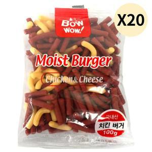 바우와우 강아지 칭찬 간식 치킨 버거 치즈 추천 X20