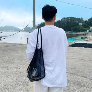 [라일리] Rly 메쉬 숄더백 블랙 망사 비치백 물놀이가방 모래놀이