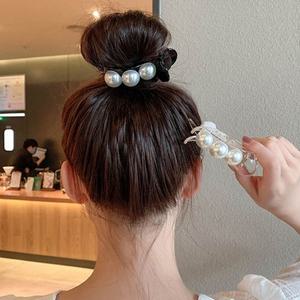 여자 예쁜 헤어 집게 삔 진주 포인트 머리 핀 2개set