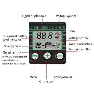 MPPT 태양열 충전 컨트롤러 20A 30A 60A 90A 디스플레이 자동 USB 패널 12V 방수 레귤레이터 100A 듀얼 전지 24V