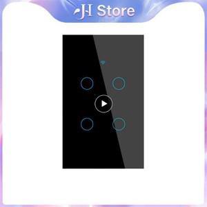 투야 스마트봇TUYA WiFi 스마트 스위치 패널 Zero Fire Panel 120 유형 미국 표준 검정색 4gang Google Ass