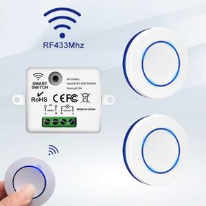 투야 스마트봇RF 433MHz 무선 조명 스위치 220V 110V 10A 릴레이 제어 LED 램프에 대 한 미니 라운드 버튼