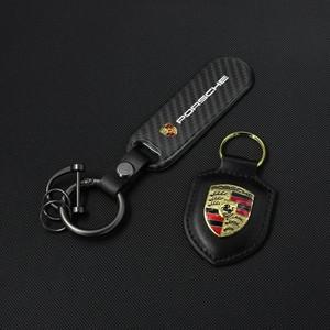 포르쉐 Panamera Cayenne Taycan 911 718 Macan Carrera-GT 928 944 968 용 자동차 가죽 키 체인 쉴드 유형